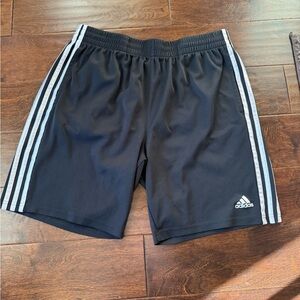Adidas Men's Athletic Shorts in Black with Gray Stripes